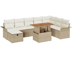 Lauko baldų komplektas Sodo Sofų Rinkinys 9 pcs Smėlio poliratanas