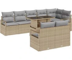 Sodo Sofų Rinkinys 9 pcs smėlio ir šviesiai pilkos spalvos