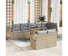 Sodo Sofų Rinkinys 9 pcs smėlio ir šviesiai pilkos spalvos