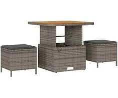 Lauko baldų komplektas Sodo Sofų Rinkinys 9 pcs Pilka poliratanas