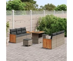 Sodo Sofų Rinkinys su pagalve 9 pcs Pilka