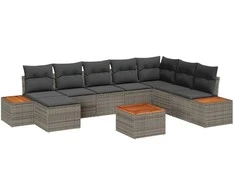 Sodo Sofų Rinkinys su pagalve 9 pcs Pilka Poliratanas