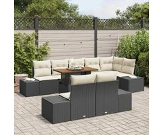 Sodo Sofų Rinkinys su saugykla 9 pcs Juoda Poli ratanas