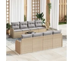 Sodo Sofų Rinkinys su pagalve su saugykla 9 pcs Bežinė ir pilka