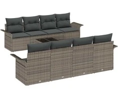 Sodo Sofų Rinkinys 9 pcs Pilka 55 x 55 x 37 cm poliratanas
