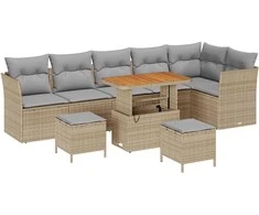 Sodo Sofų Rinkinys 9 pcs smėlio ir šviesiai pilkos spalvos