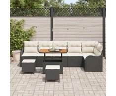 Sodo Sofų Rinkinys su pagalve 9 pcs Juoda ir kreminė