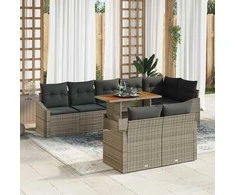 Sodo Sofų Rinkinys su saugykla 9 pcs Pilka Poli ratanas