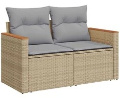 Lauko baldų komplektas Sodo Sofų Rinkinys 9 pcs Smėlio poliratanas
