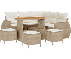 Lauko baldų komplektas Sodo Sofų Rinkinys 9 pcs Smėlio poliratanas