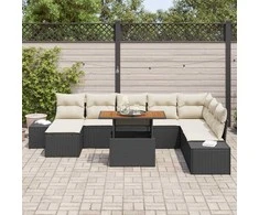 Sodo Sofų Rinkinys su saugykla 9 pcs Juoda Poli ratanas