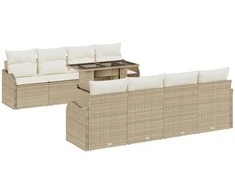 Lauko baldų komplektas Sodo Sofų Rinkinys su pagalve 7 pcs Smėlio poliratanas