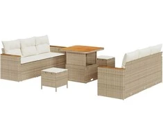 Sodo Sofų Rinkinys 11 pcs Bežinė ir kreminė poliratanas