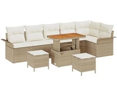 Sodo Sofų Rinkinys su pagalve 9 pcs Bežinė ir kreminė
