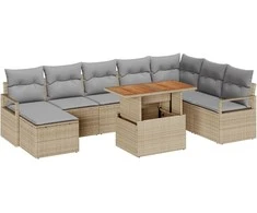 Sodo Sofų Rinkinys su pagalve 9 pcs Bežinė ir pilka