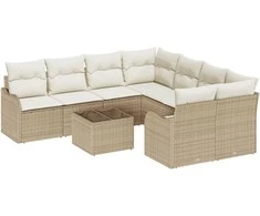 Sodo Sofų Rinkinys su pagalve 9 pcs Bežinė ir kreminė