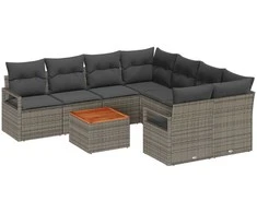 Lauko baldų komplektas Sodo Sofų Rinkinys su saugykla 9 pcs Pilka poliratanas