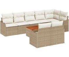 Lauko baldų komplektas Sodo Sofų Rinkinys su pagalve 9 pcs Smėlio poliratanas