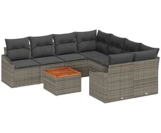 Lauko baldų komplektas Sodo Sofų Rinkinys su saugykla 9 pcs Pilka poliratanas