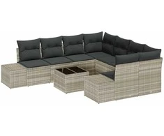 Lauko baldų komplektas Sodo Sofų Rinkinys 9 pcs Šviesiai pilka ir tamsiai pilka