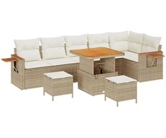 Sodo Sofų Rinkinys su pagalve 9 pcs Bežinė ir kreminė