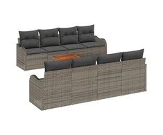 Lauko baldų komplektas Sodo Sofų Rinkinys su saugykla 9 pcs Pilka poliratanas