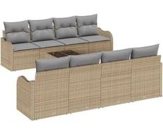 Sodo Sofų Rinkinys su pagalve su saugykla 9 pcs Bežinė ir pilka