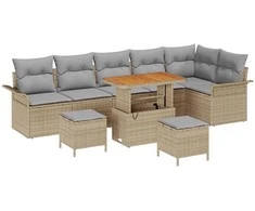Sodo Sofų Rinkinys su pagalve 9 pcs Bežinė ir šviesiai pilka
