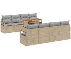 Sodo Sofų Rinkinys su pagalve su pagalve 9 pcs Bežinė ir pilka
