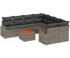 Lauko baldų komplektas Sodo Sofų Rinkinys su saugykla 9 pcs Pilka poliratanas