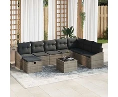 Lauko baldų komplektas Sodo Sofų Rinkinys su pagalve su saugykla 9 pcs poliratanas