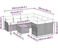 Sodo Sofų Rinkinys su pagalve 9 pcs Ruda poliratanas