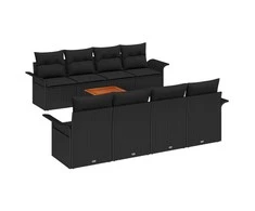 Sodo Sofų Rinkinys su saugykla 9 pcs Juoda poliratanas