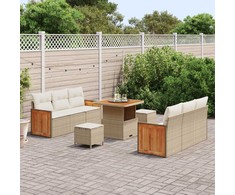 Sodo Sofų Rinkinys su pagalve 9 pcs Bežinė ir kreminė