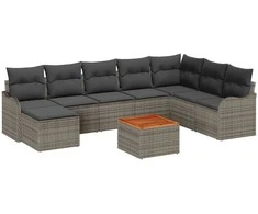 Lauko baldų komplektas Sodo Sofų Rinkinys su saugykla 9 pcs Pilka poliratanas