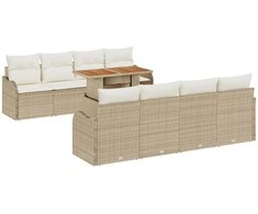Sodo Sofų Rinkinys su pagalve 7 pcs smėlio ir kreminės spalvos