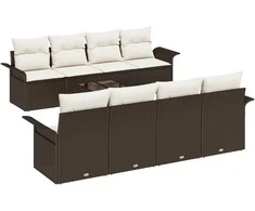 Sodo Sofų Rinkinys 9 pcs Ruda ir grietinėlė 55 x 55 x 37 cm