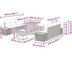 Lauko baldų komplektas Sodo Sofų Rinkinys 9 pcs Smėlio poliratanas
