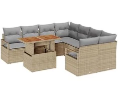Sodo valgomojo komplektas su pagalve 9 pcs Bežinė ir pilka