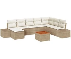 Lauko baldų komplektas Sodo Sofų Rinkinys 9 pcs Smėlio ir balta