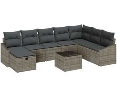 Lauko baldų komplektas Sodo Sofų Rinkinys su pagalve su saugykla 9 pcs poliratanas