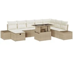 Sodo Sofų Rinkinys 11 pcs Smėlio Poli ratanas