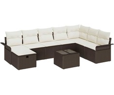 Lauko baldų komplektas Sodo Sofų Rinkinys su pagalve 9 pcs Ruda Poli ratanas