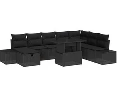 Sodo Sofų Rinkinys 11 pcs Juoda Poli ratanas