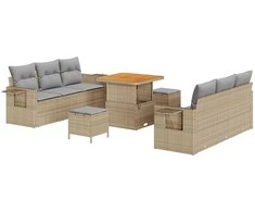 Sodo Sofų Rinkinys 9 pcs smėlio ir šviesiai pilkos spalvos