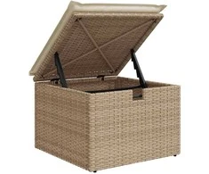 Lauko baldų komplektas Sodo Sofų Rinkinys su pagalve 9 pcs Smėlio Poli ratanas