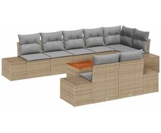 Lauko baldų komplektas Sodo Sofų Rinkinys 9 pcs smėlio ir šviesiai pilkos spalvos