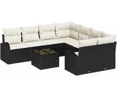 Sodo Sofų Rinkinys Juoda 55 x 55 x 37 cm poliratanas