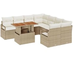 Sodo valgomojo komplektas su pagalve 9 pcs Bežinė ir kreminė