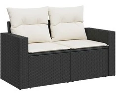 Sodo Sofų Rinkinys 11 pcs Juoda ir kreminė poliratanas
